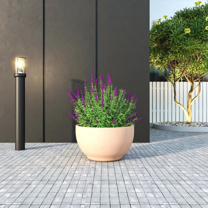 Grove Modern Fiberstone Round Planter Weather Resistant Design Plant Pot - Elax Furniture