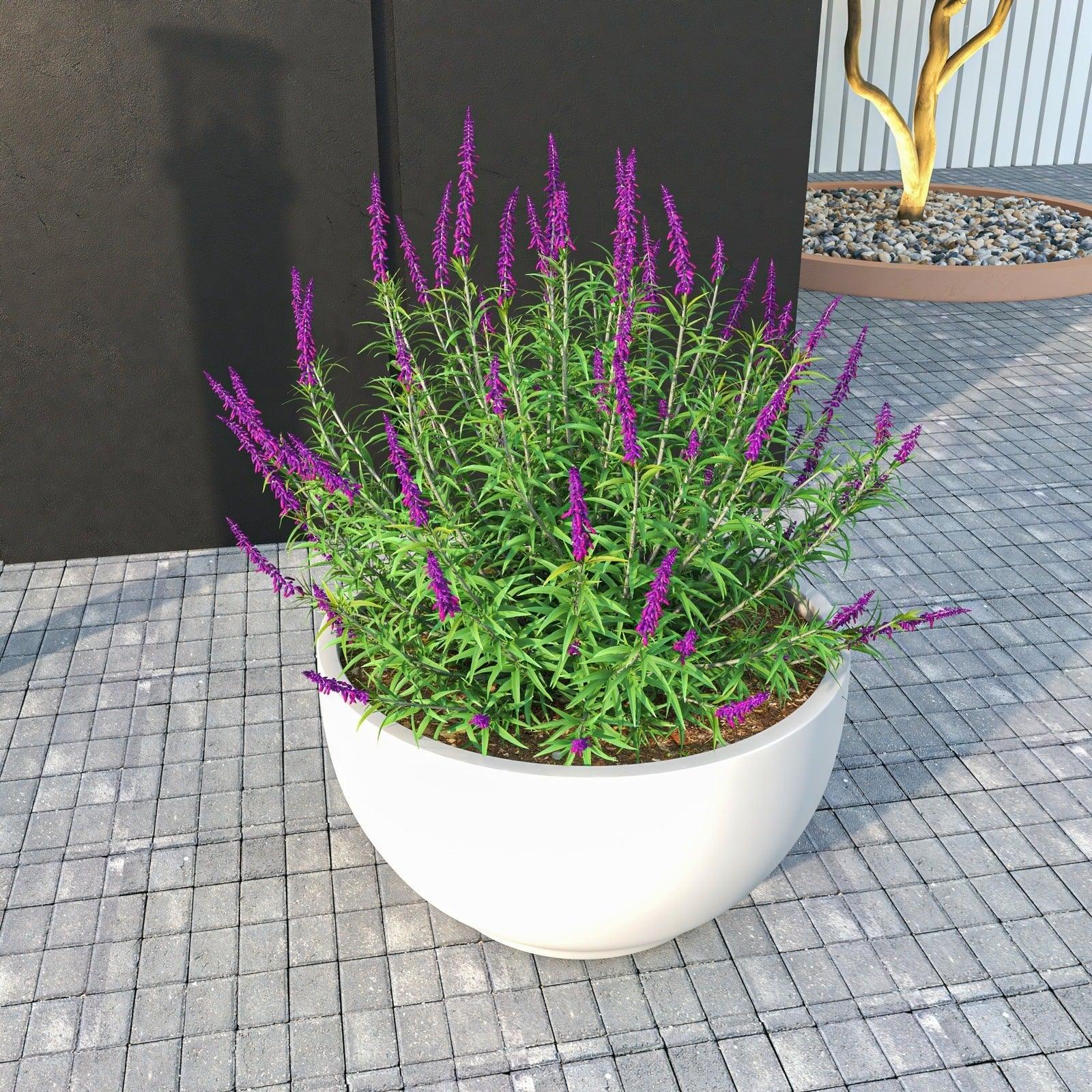 Grove Modern Fiberstone Round Planter Weather Resistant Design Plant Pot - Elax Furniture