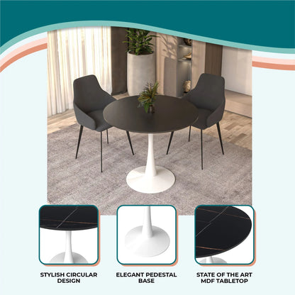 Bristol 32" Round Dining Table with Wood Top and Iron Pedestal Base - Elax Furniture