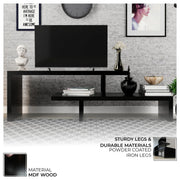 Orford Mid-Century Modern TV Stand with MDF Shelves and Powder Coated Iron Legs for Living Room - Elax Furniture