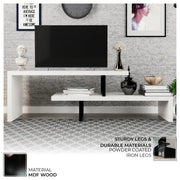 Orford Mid-Century Modern TV Stand with MDF Shelves and Powder Coated Iron Legs for Living Room - Elax Furniture