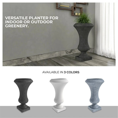 Daisy Fiberstone and Clay Urn Planter with Drainage Holes for Indoor and Outdoor - Elax Furniture
