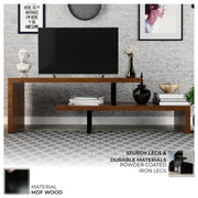 Orford Mid-Century Modern TV Stand with MDF Shelves and Powder Coated Iron Legs for Living Room - Elax Furniture