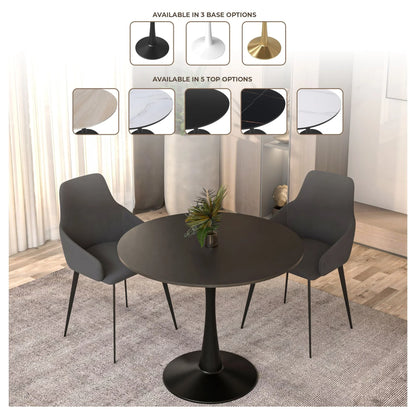 Bristol 32" Round Dining Table with Wood Top and Iron Pedestal Base - Elax Furniture