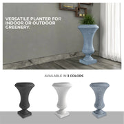 Daisy Fiberstone and Clay Urn Planter with Drainage Holes for Indoor and Outdoor - Elax Furniture