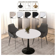 Bristol 32" Round Dining Table with Wood Top and Iron Pedestal Base - Elax Furniture
