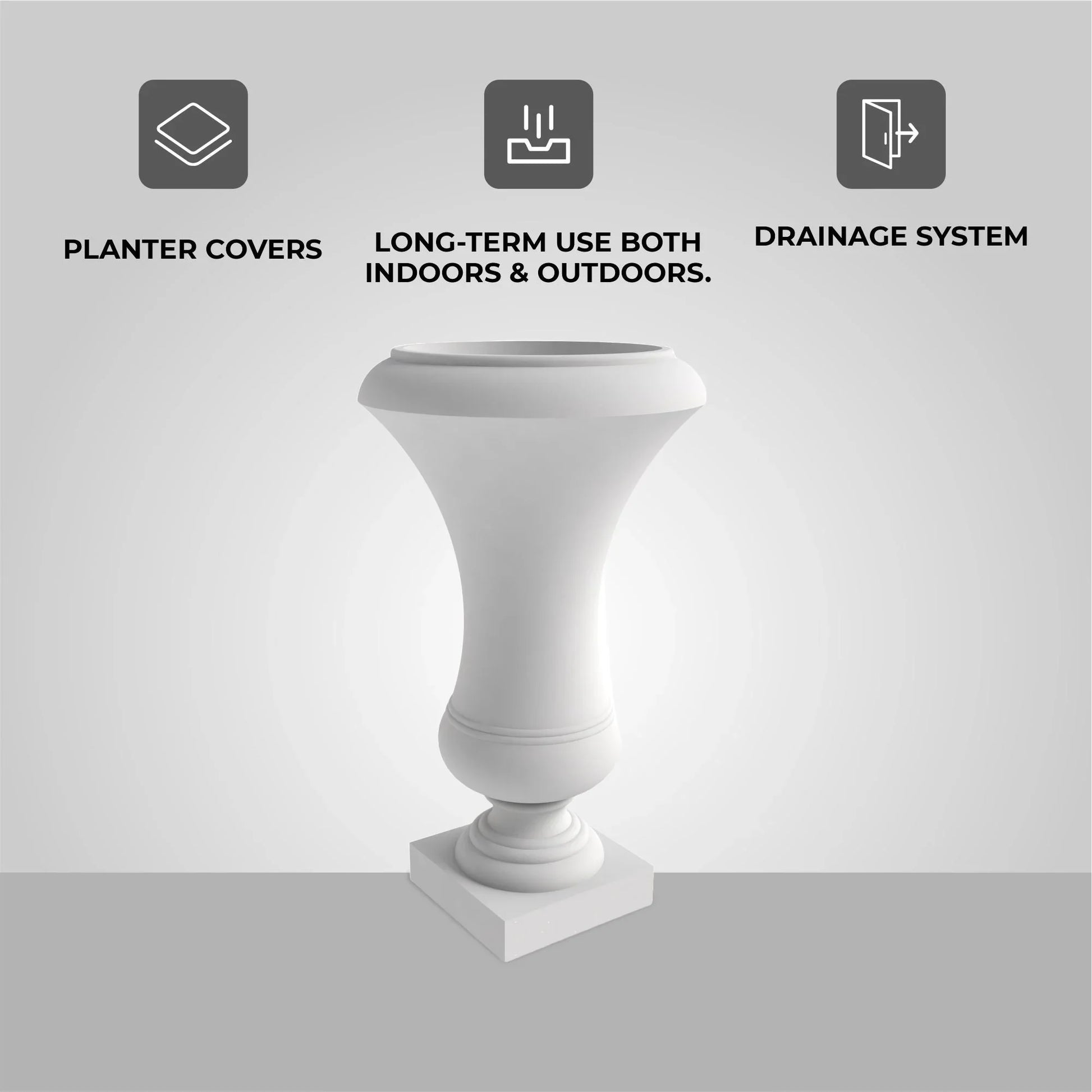 Daisy Fiberstone and Clay Urn Planter with Drainage Holes for Indoor and Outdoor - Elax Furniture