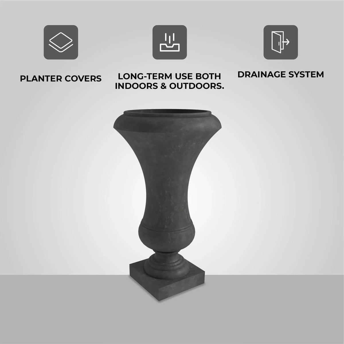 Daisy Fiberstone and Clay Urn Planter with Drainage Holes for Indoor and Outdoor - Elax Furniture