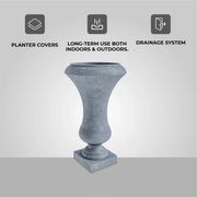 Daisy Fiberstone and Clay Urn Planter with Drainage Holes for Indoor and Outdoor - Elax Furniture