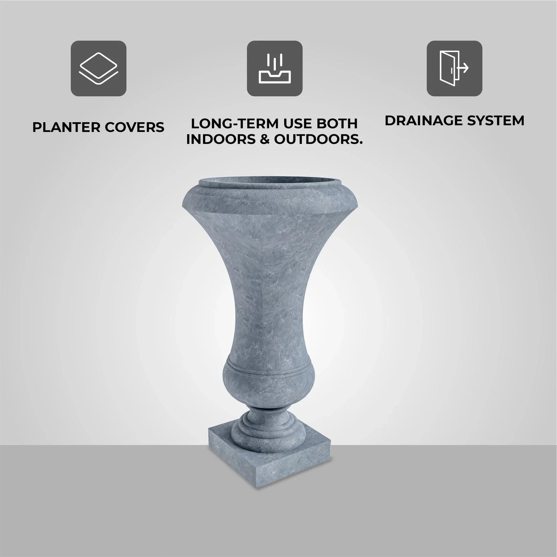 Daisy Fiberstone and Clay Urn Planter with Drainage Holes for Indoor and Outdoor - Elax Furniture