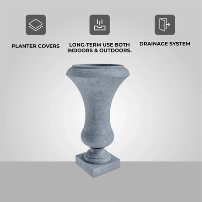 Daisy Fiberstone and Clay Urn Planter with Drainage Holes for Indoor and Outdoor - Elax Furniture