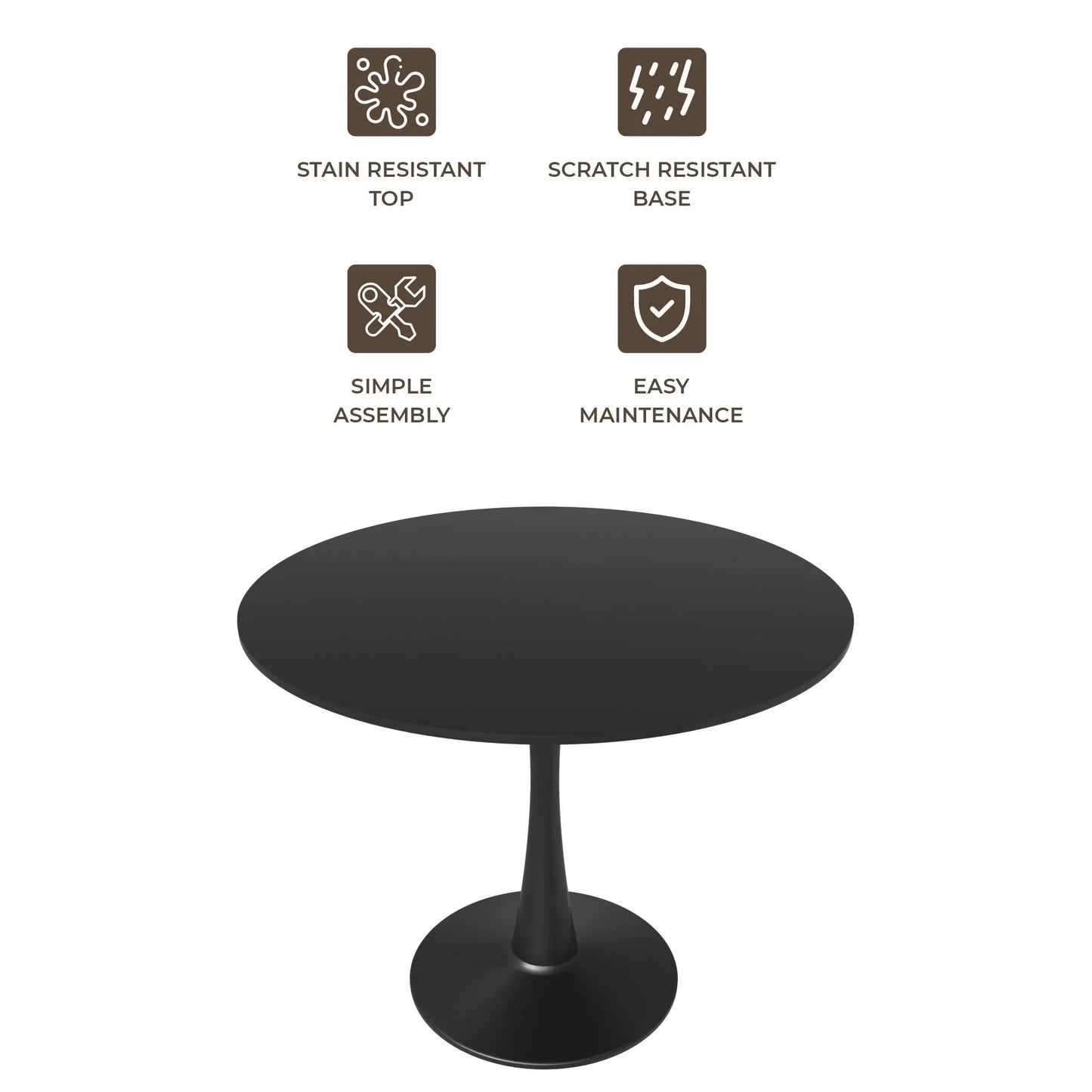 Bristol 32" Round Dining Table with Wood Top and Iron Pedestal Base - Elax Furniture