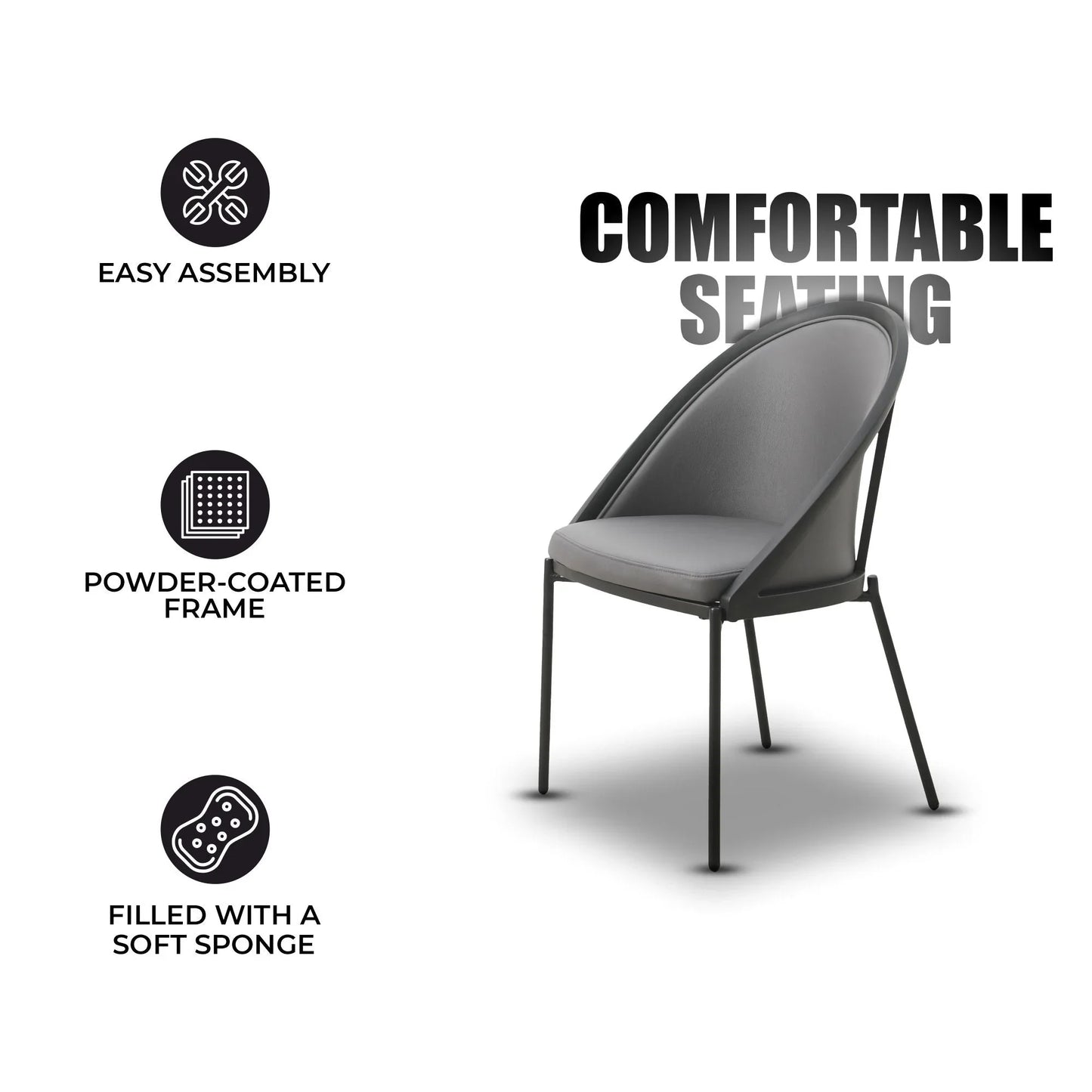 Urbane Dining Chair with Vinyl Fabric Seat and Wicker/Vinyl Backrest in Black Stainless Steel - Elax Furniture