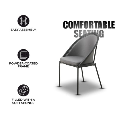 Urbane Dining Chair with Vinyl Fabric Seat and Wicker/Vinyl Backrest in Black Stainless Steel - Elax Furniture