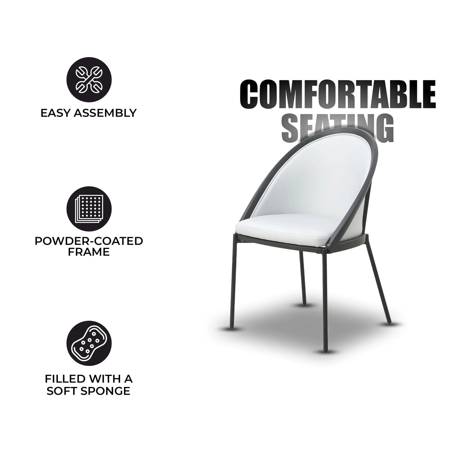 Urbane Dining Chair with Vinyl Fabric Seat and Wicker/Vinyl Backrest in Black Stainless Steel - Elax Furniture