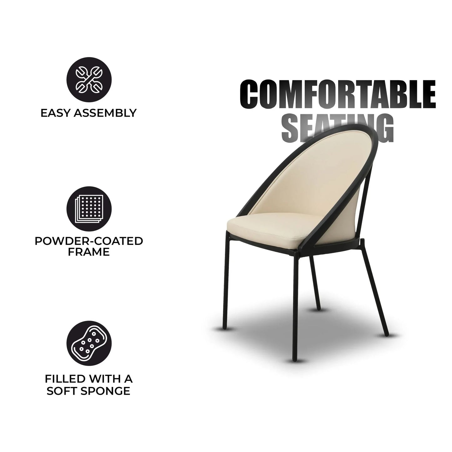 Urbane Dining Chair with Vinyl Fabric Seat and Wicker/Vinyl Backrest in Black Stainless Steel - Elax Furniture