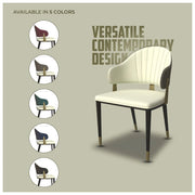 Aria Leather Dining Chair with a Curved Back and Gold Accents Design in Iron - Elax Furniture