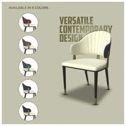 Aria Leather Dining Chair with a Curved Back and Gold Accents Design in Iron - Elax Furniture