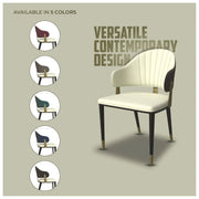 Aria Leather Dining Chair with a Curved Back and Gold Accents Design in Iron - Elax Furniture