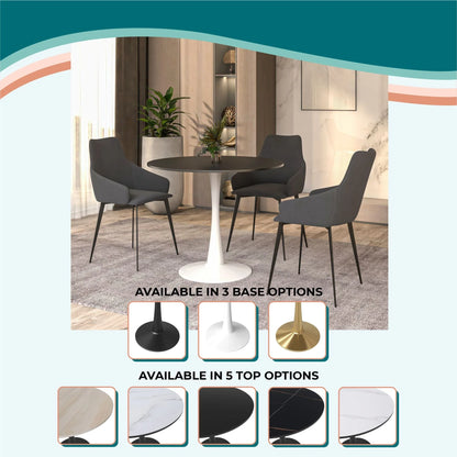 Bristol 32" Round Dining Table with Wood Top and Iron Pedestal Base - Elax Furniture