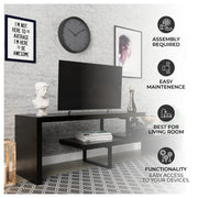 Orford Mid-Century Modern TV Stand with MDF Shelves and Powder Coated Iron Legs for Living Room - Elax Furniture