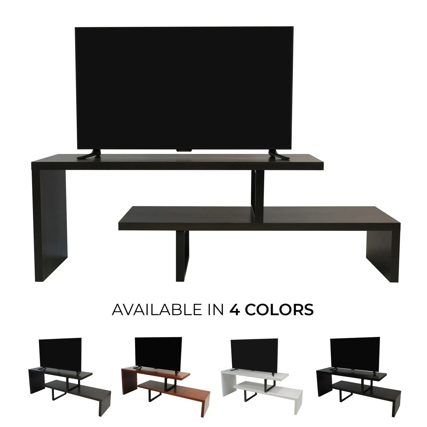 Orford Mid-Century Modern TV Stand with MDF Shelves and Powder Coated Iron Legs for Living Room - Elax Furniture