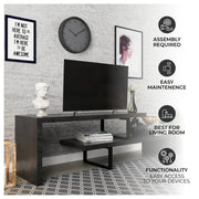 Orford Mid-Century Modern TV Stand with MDF Shelves and Powder Coated Iron Legs for Living Room - Elax Furniture