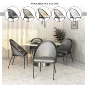 Urbane Dining Chair with Vinyl Fabric Seat and Wicker/Vinyl Backrest in Black Stainless Steel - Elax Furniture