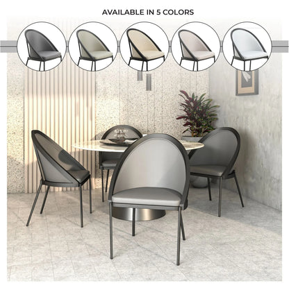 Urbane Dining Chair with Vinyl Fabric Seat and Wicker/Vinyl Backrest in Black Stainless Steel - Elax Furniture