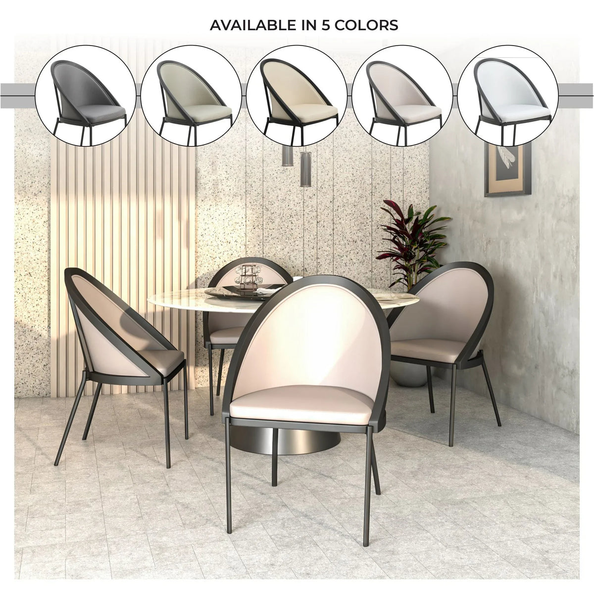 Urbane Dining Chair with Vinyl Fabric Seat and Wicker/Vinyl Backrest in Black Stainless Steel - Elax Furniture