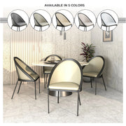 Urbane Dining Chair with Vinyl Fabric Seat and Wicker/Vinyl Backrest in Black Stainless Steel - Elax Furniture