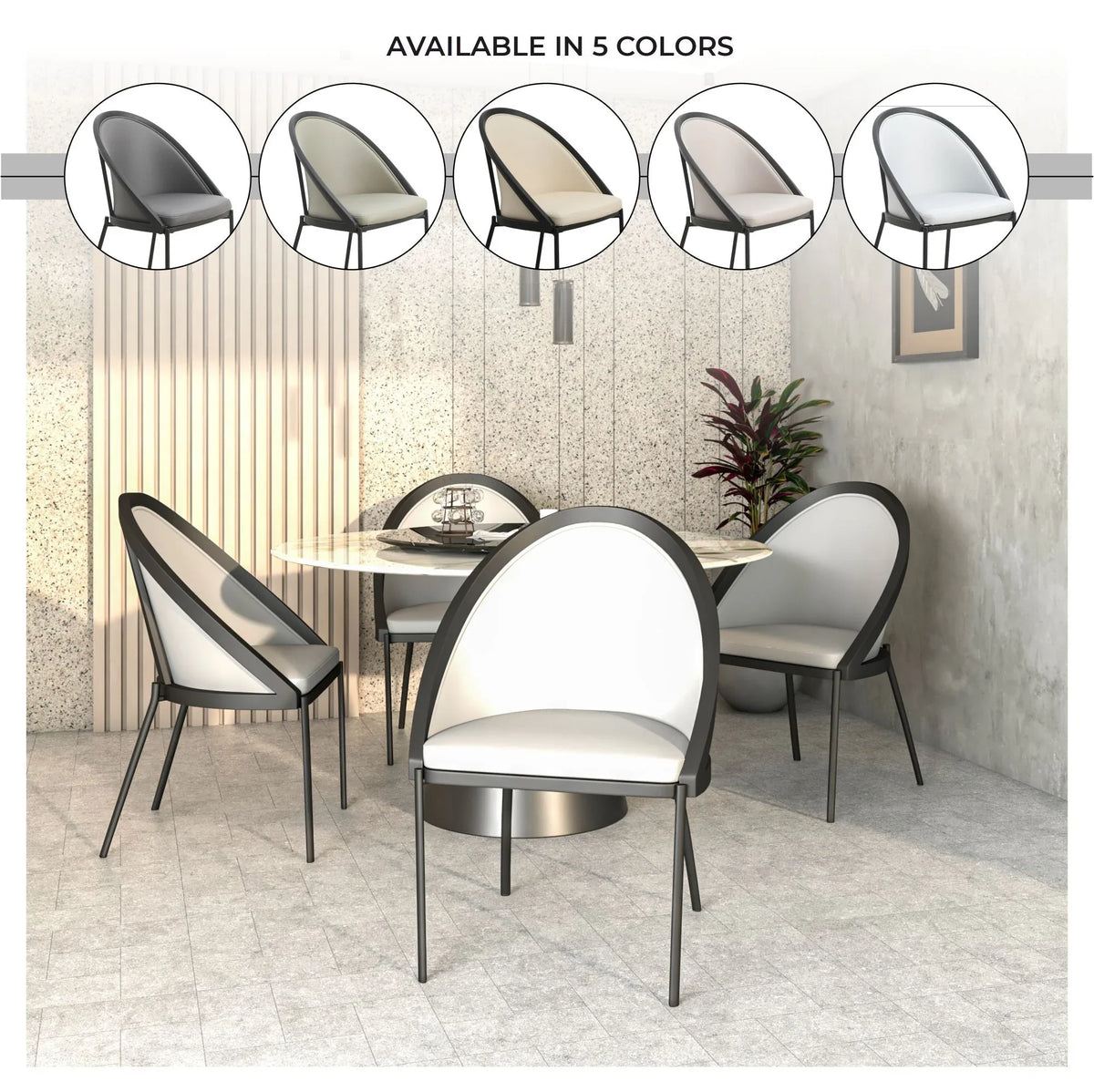 Urbane Dining Chair with Vinyl Fabric Seat and Wicker/Vinyl Backrest in Black Stainless Steel - Elax Furniture