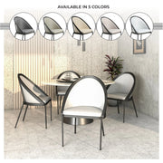 Urbane Dining Chair with Vinyl Fabric Seat and Wicker/Vinyl Backrest in Black Stainless Steel - Elax Furniture