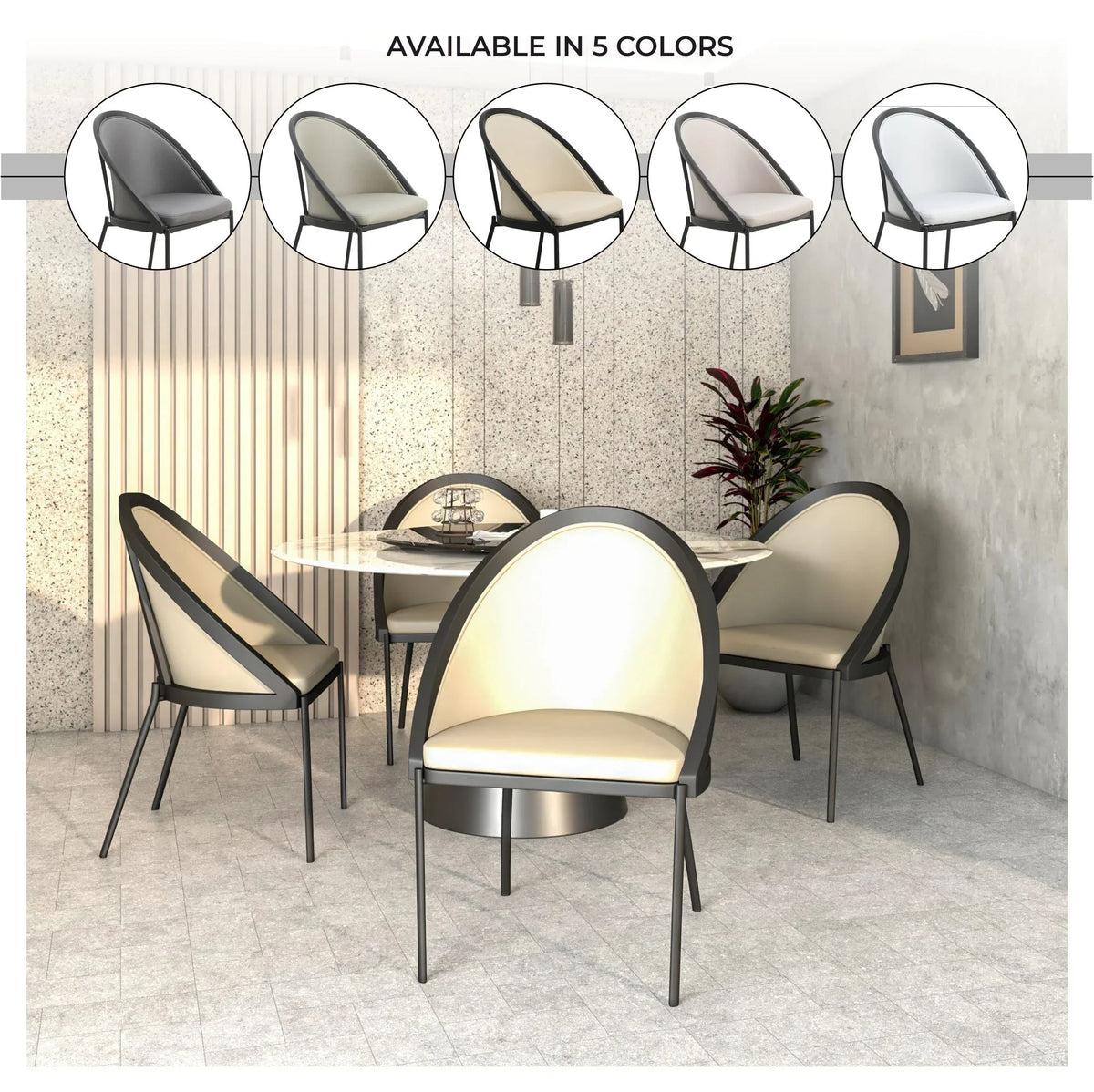 Urbane Dining Chair with Vinyl Fabric Seat and Wicker/Vinyl Backrest in Black Stainless Steel - Elax Furniture