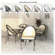Urbane Dining Chair with Vinyl Fabric Seat and Wicker/Vinyl Backrest in Black Stainless Steel - Elax Furniture