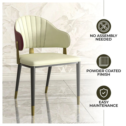 Aria Leather Dining Chair with a Curved Back and Gold Accents Design in Iron - Elax Furniture