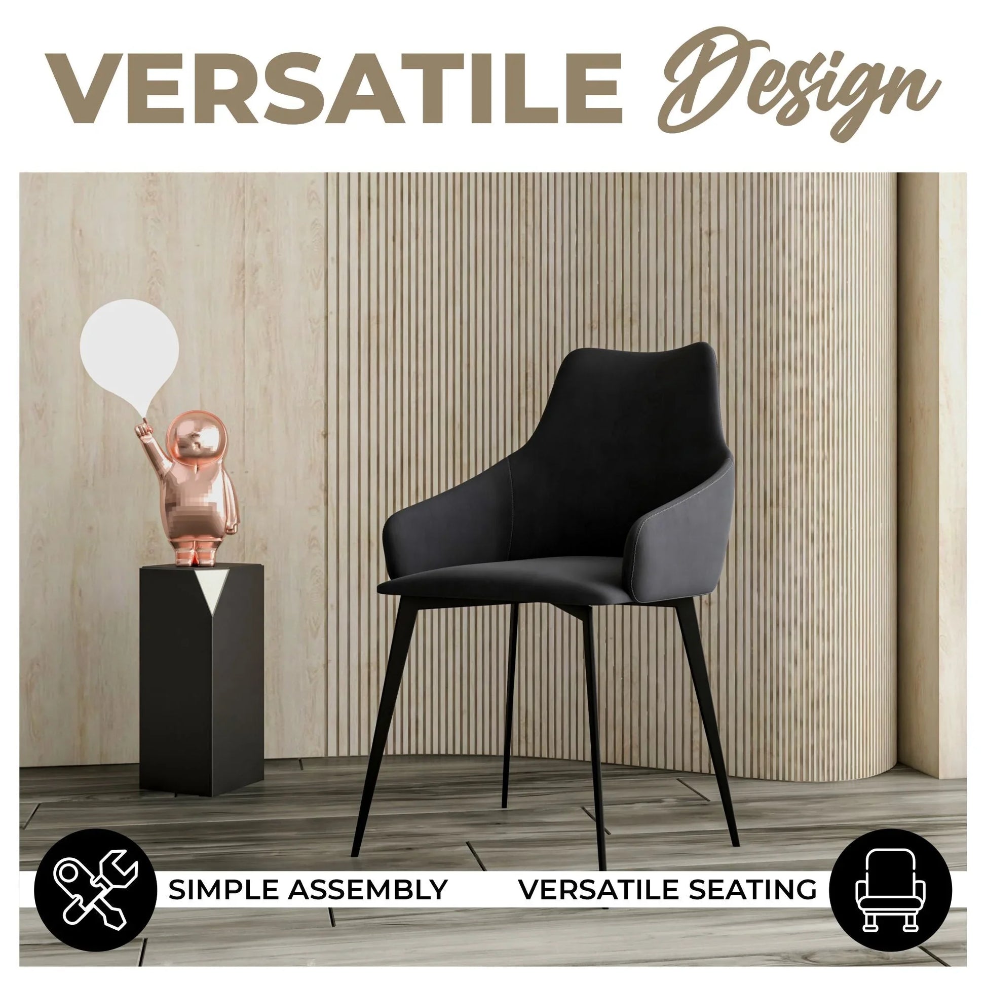 Sonnet Dining Chair Ergonomic Design with Upholstered Seating and Sturdy Iron Legs - Elax Furniture