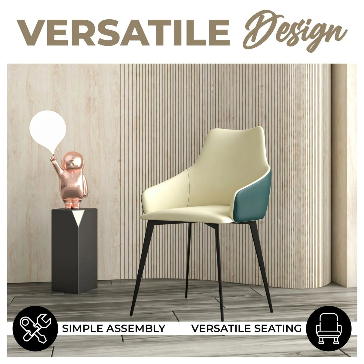 Sonnet Dining Chair Ergonomic Design with Upholstered Seating and Sturdy Iron Legs - Elax Furniture