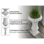 Daisy Fiberstone and Clay Urn Planter with Drainage Holes for Indoor and Outdoor - Elax Furniture