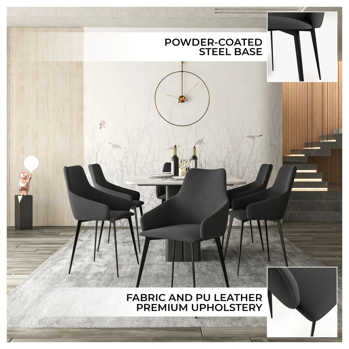 Sonnet Dining Chair Ergonomic Design with Upholstered Seating and Sturdy Iron Legs - Elax Furniture