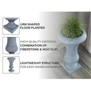 Daisy Fiberstone and Clay Urn Planter with Drainage Holes for Indoor and Outdoor - Elax Furniture