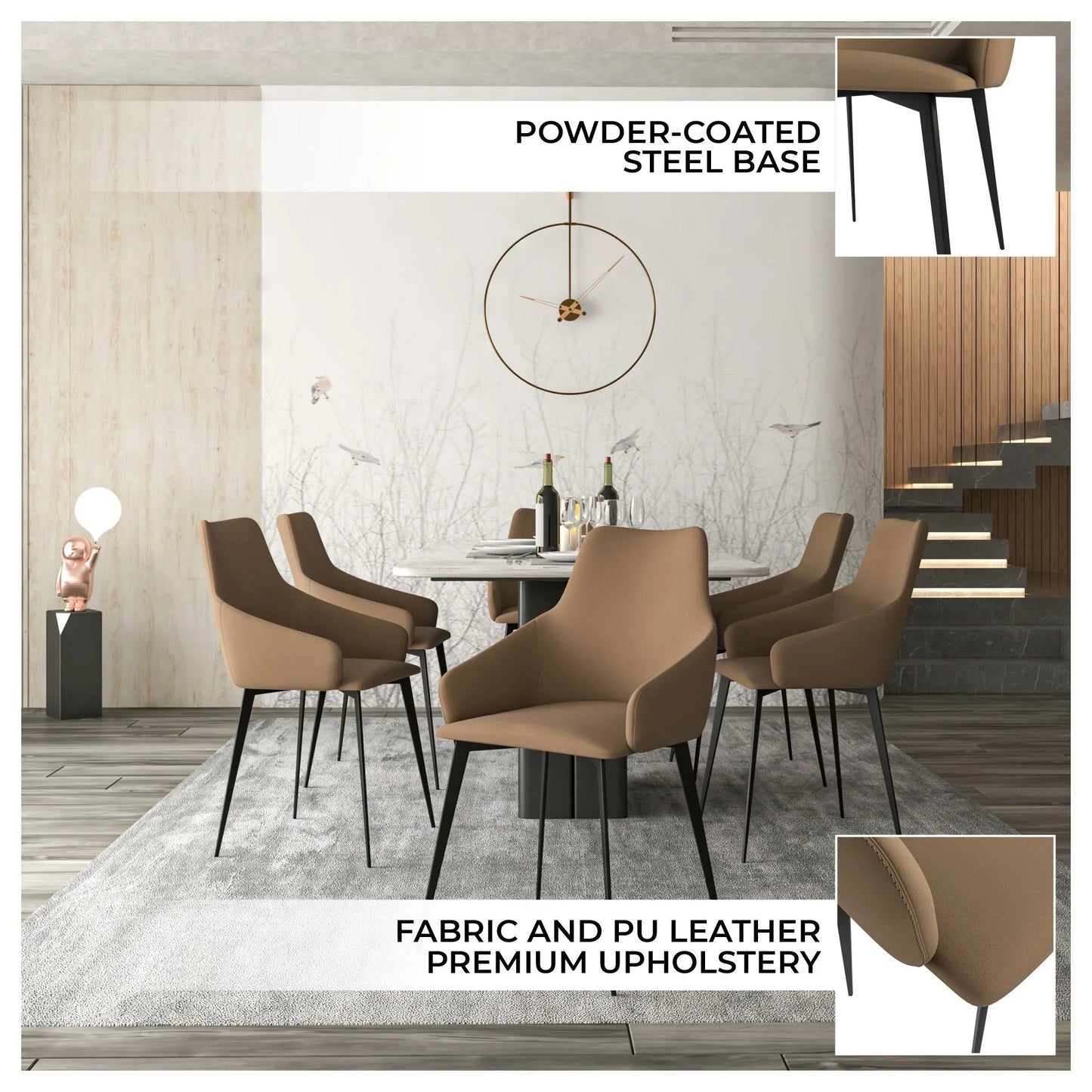 Sonnet Dining Chair Ergonomic Design with Upholstered Seating and Sturdy Iron Legs - Elax Furniture