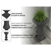 Daisy Fiberstone and Clay Urn Planter with Drainage Holes for Indoor and Outdoor - Elax Furniture