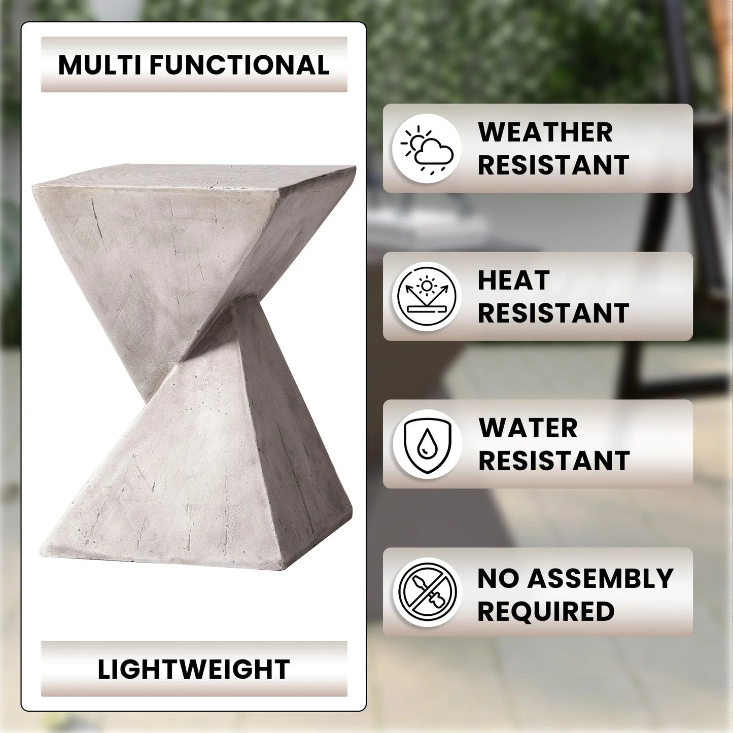 Glint Side Table in Fiberstone Square Accent Table - Elax Furniture