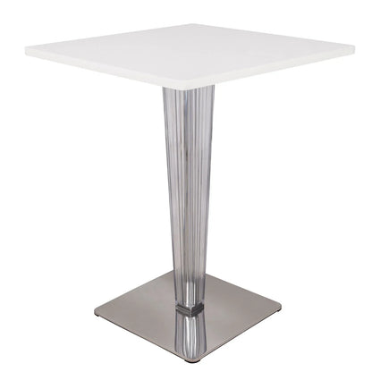 Glen Square Dining Table with a Square MDF Tabletop in Acrylic and Chrome Metal Base - Elax Furniture