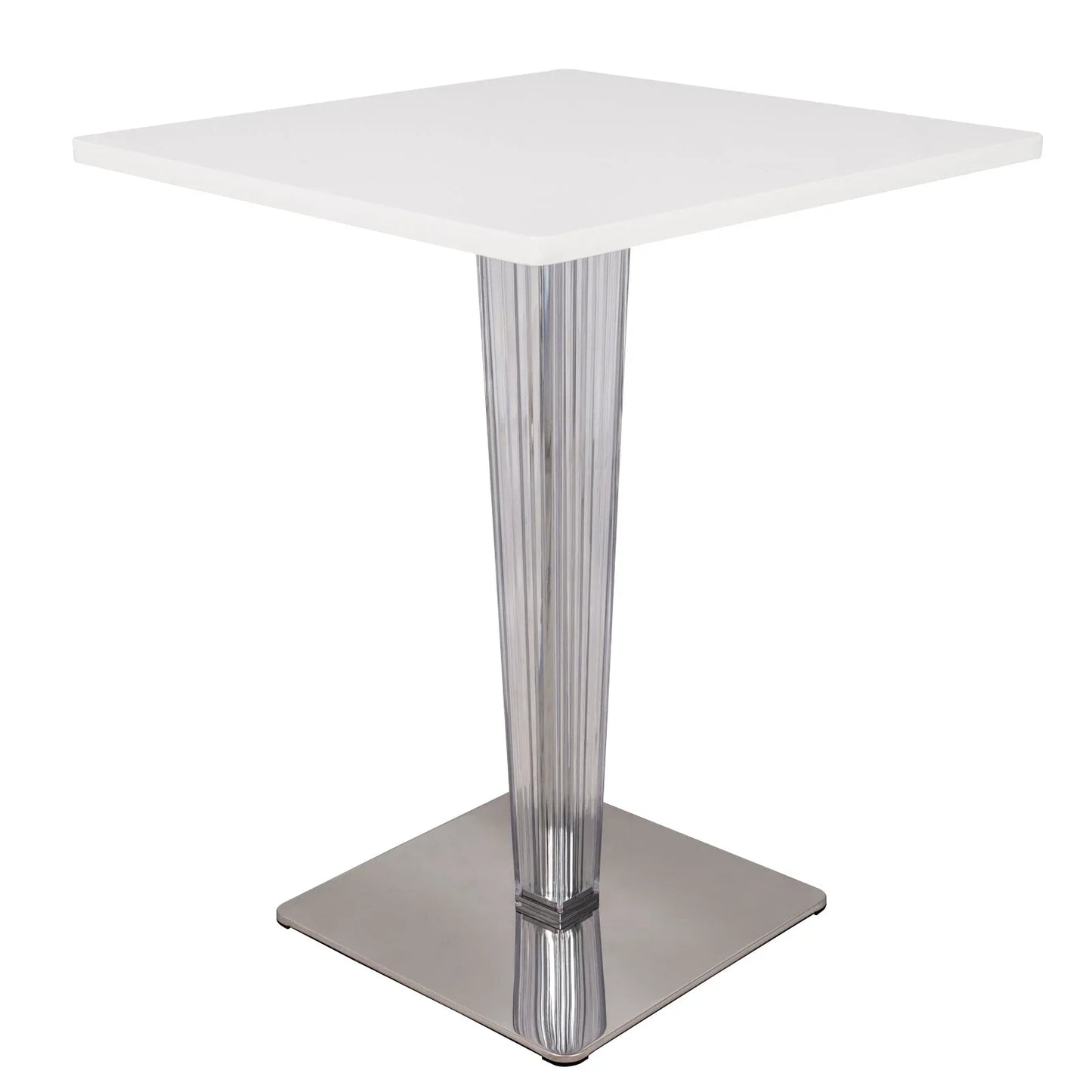 Glen Square Dining Table with a Square MDF Tabletop in Acrylic and Chrome Metal Base - Elax Furniture