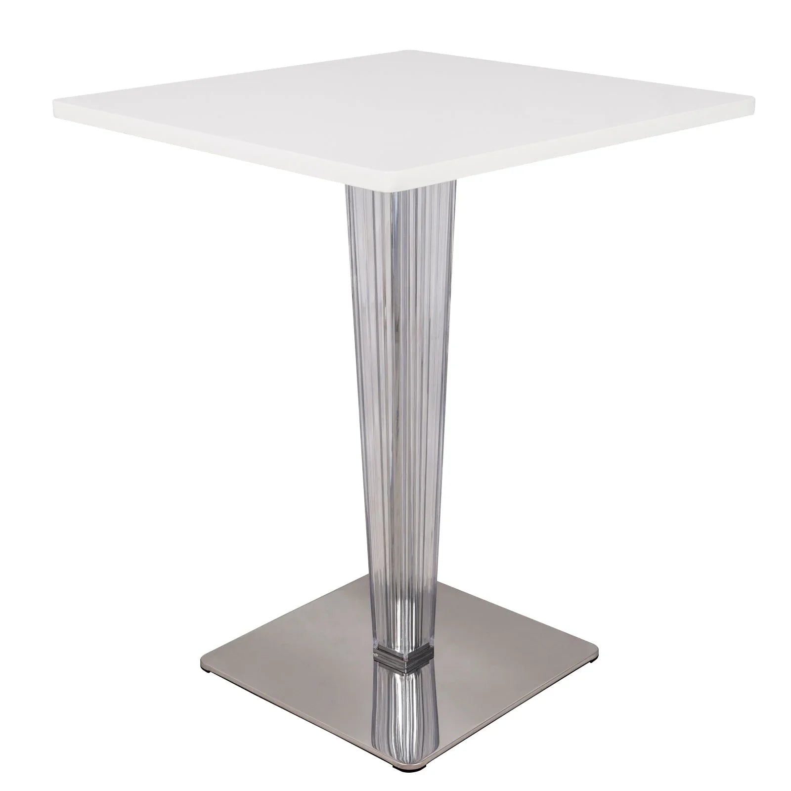 Glen Square Dining Table with a Square MDF Tabletop in Acrylic and Chrome Metal Base - Elax Furniture