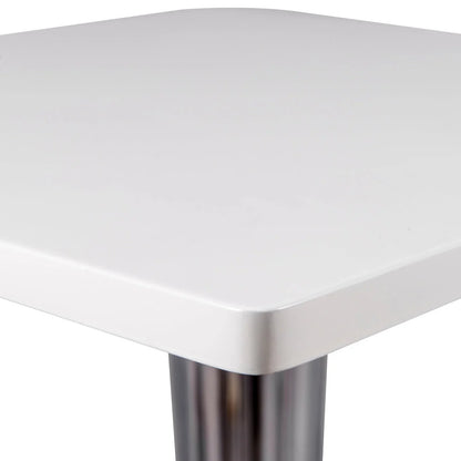 Glen Square Dining Table with a Square MDF Tabletop in Acrylic and Chrome Metal Base - Elax Furniture