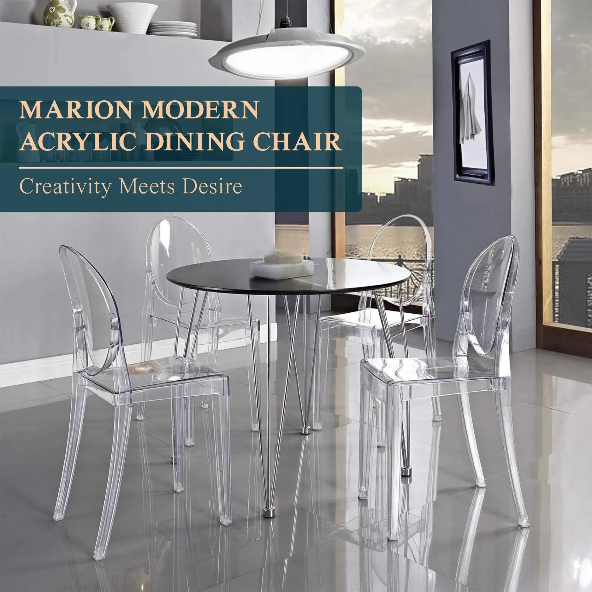 Marion Modern Transparent Acrylic Dining Chair, Set of 4 - Elax Furniture