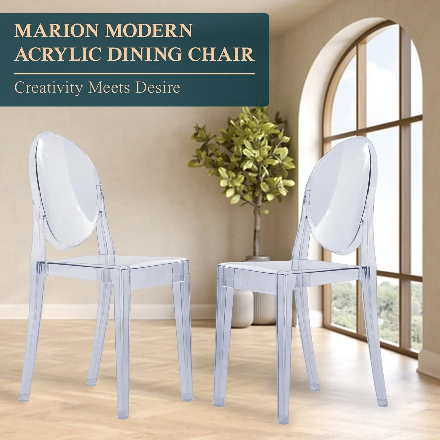 Marion Modern Transparent Acrylic Dining Chair, Set of 2 - Elax Furniture